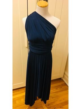 maitai Infiniti Convertible Royal Blue Halter-Style Wrap Midi Dress